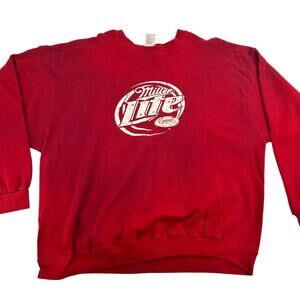 Vintage men's Miller Lite burgundy red crewneck graphic sweatshirt 2XL unisex